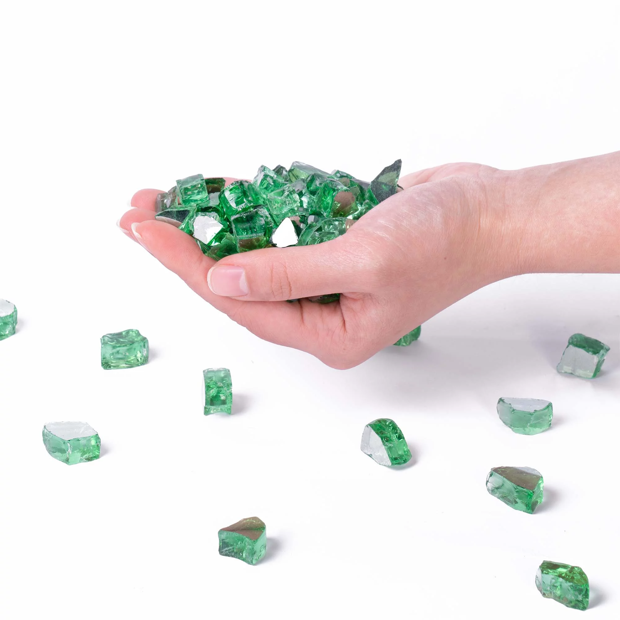 Terrestrial Green Reflective Tempered Fire Glass 1/2