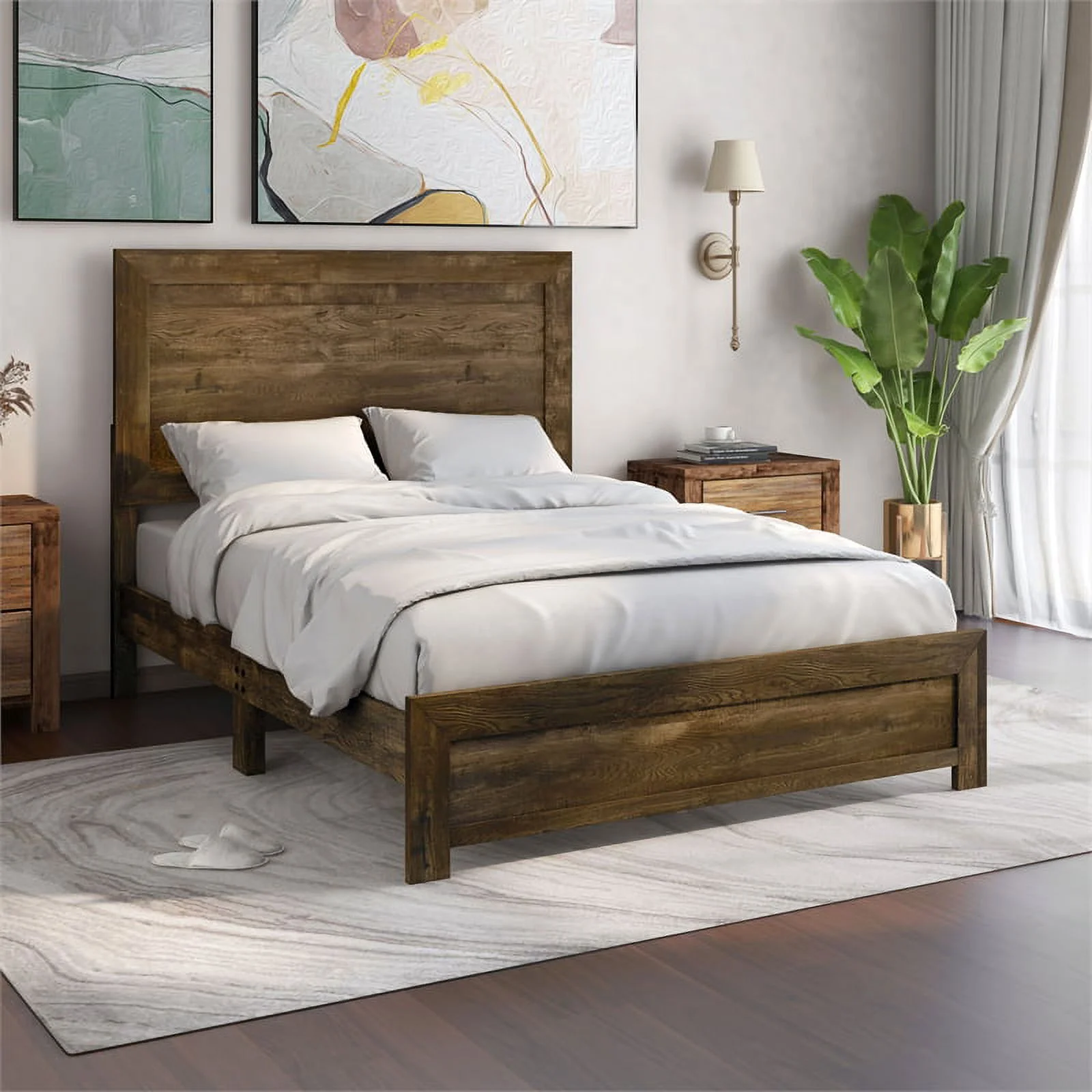 Furniture of America Kodo Rustic Wood Queen Panel Bed in Walnut