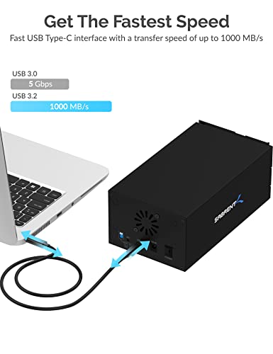 SABRENT USB 3.2 5-Bay 3.5” SATA Hard Drive Docking Station, Trayless Design, USB-C 10Gbps, Independent Power Switches, Locking Bays, Aluminum Cooling, Compatible with Windows Mac Linux (DS-SC5B)