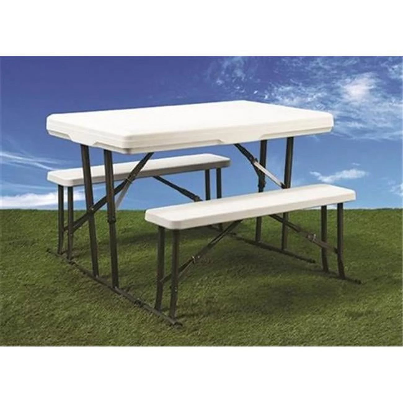 69863 Folding White Picnic Table & Nesting Benches