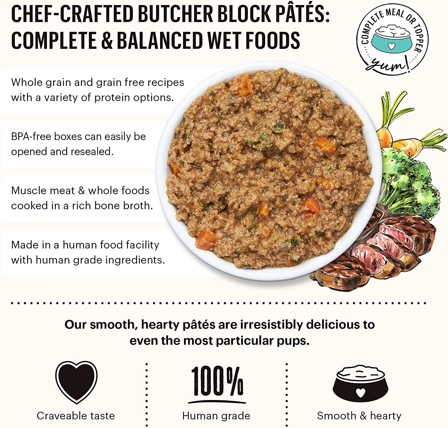 butcher block pate beef, cheddar & farm veggies pate 10.5oz - case of 6