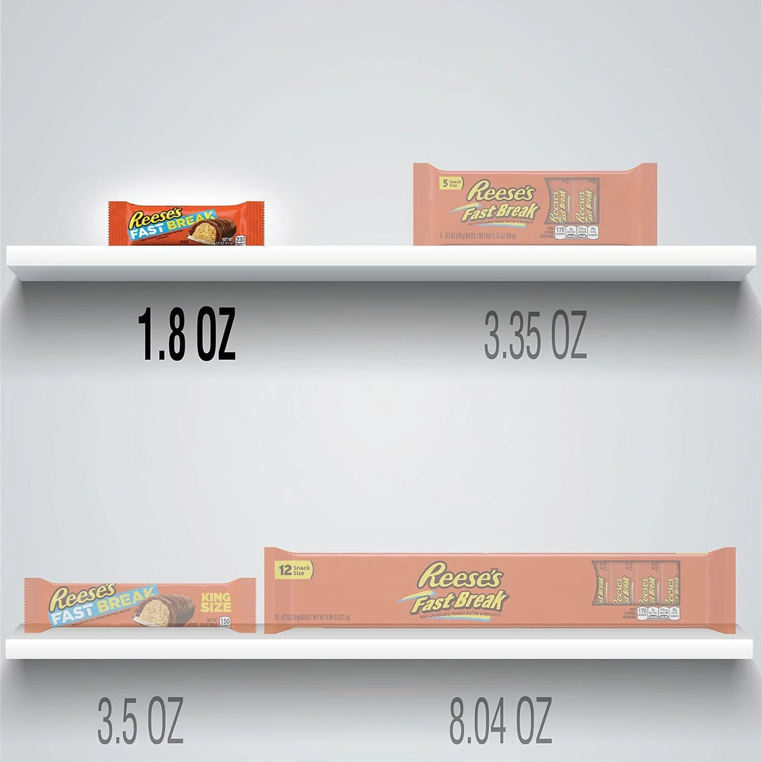 8 pack of REESE'S FAST BREAK Peanut Butter Nougat Candy Bars- A Tasty Treat | 1.8 oz | RADYAN