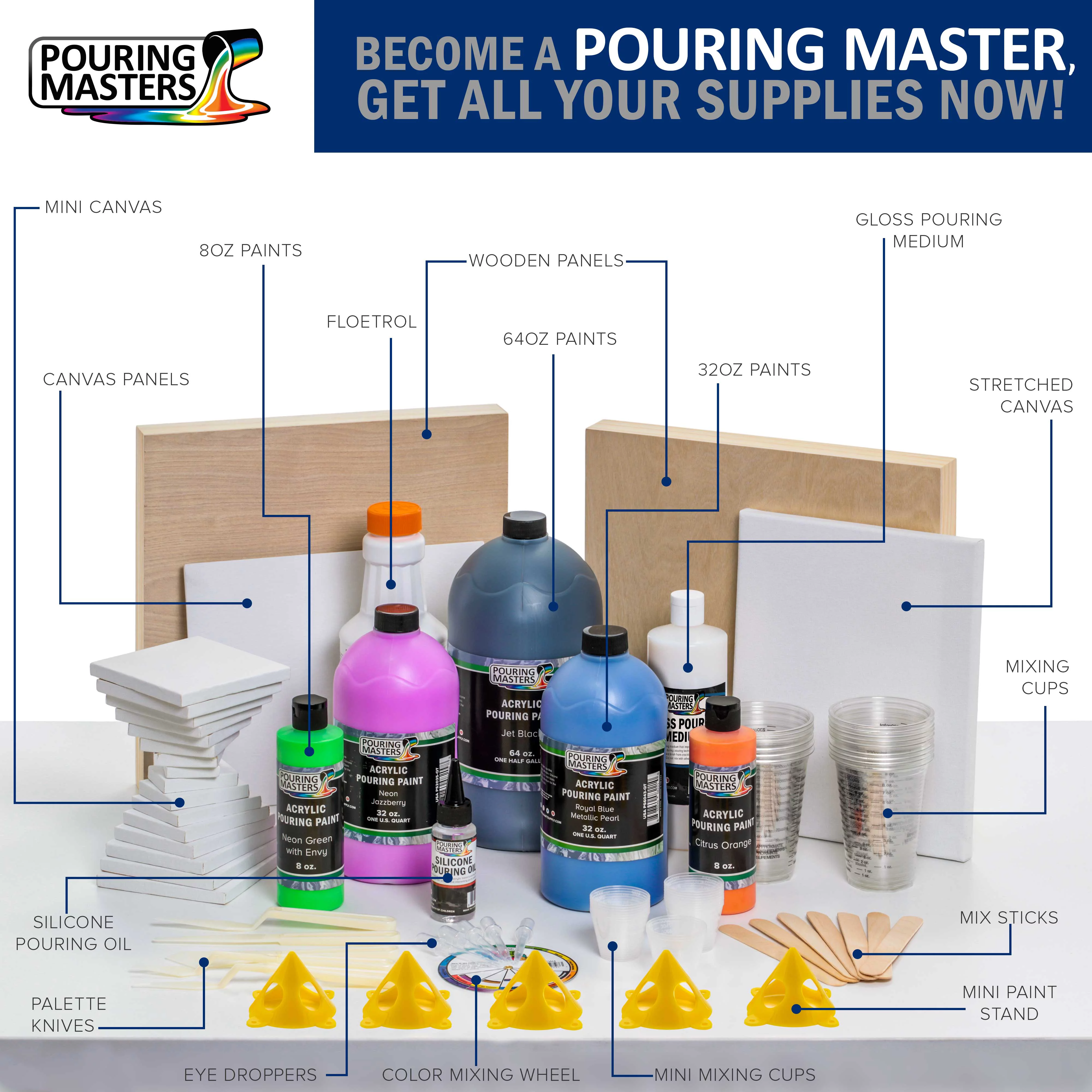 Pouring Masters 24 Karat Gold Metallic Acrylic Ready to Pour Pouring Paint - Premium 64-Ounce Pre-Mixed Water-Based