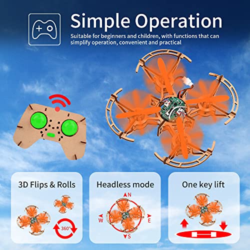 Diy Mini Wooden Drone RC Quadcopter Building Kits for Kids or Beginner,School Educational Science Kits Remote Control for Boys and Girls and Teens(Ages 5-7, 5-9, 8-12, 10+) gkfescc XYQ-2