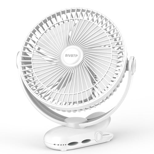 12000mAh Clip on Fan 30H Longest Runtime, 8in Portable Fan Rechargeable, Ultra Quiet with Heavy-Duty Clamp, USB Desk Fans for Golf Cart,Office Desk, Treadmill, Camping, Bedroom
