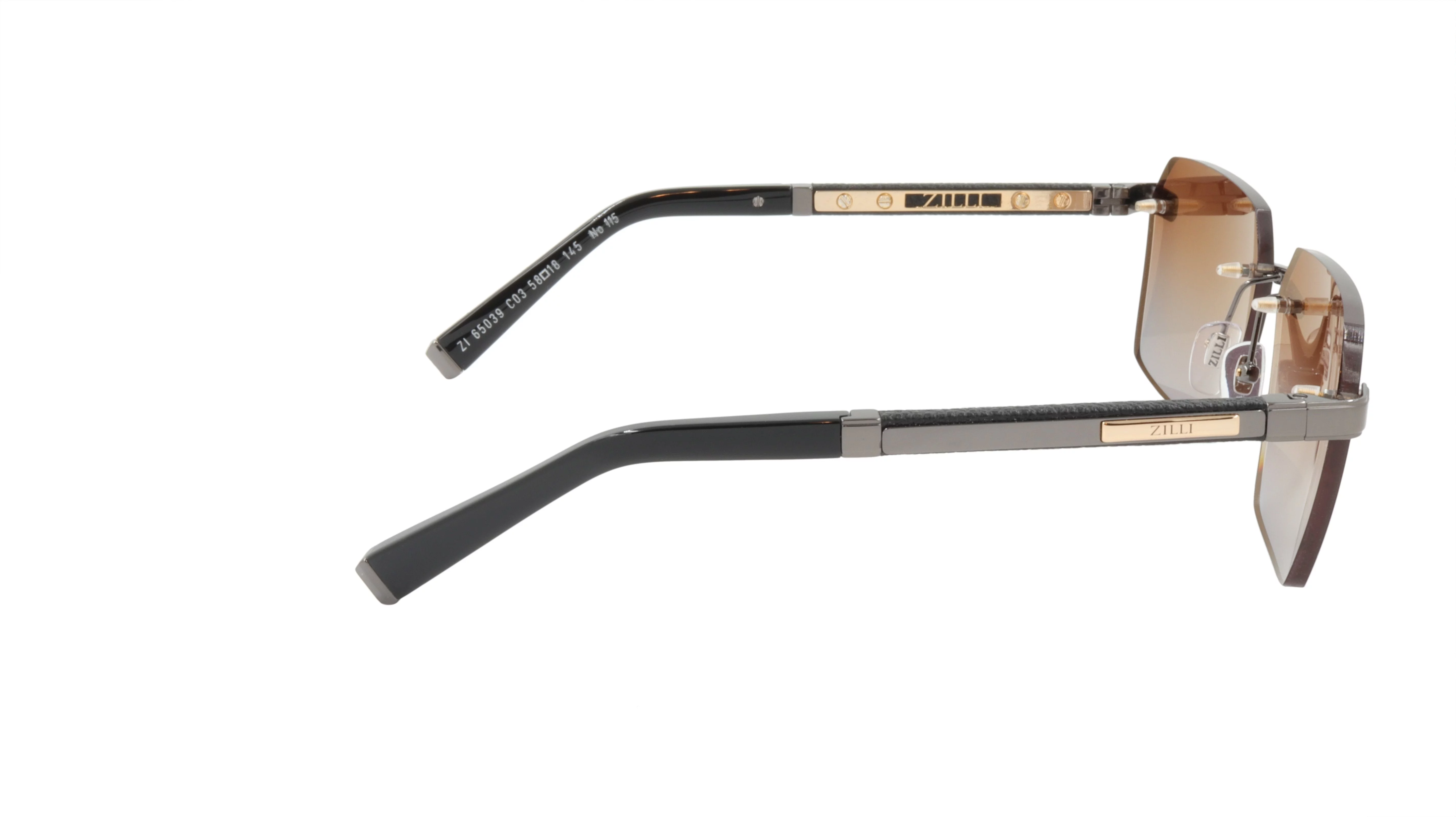 ZILLI Sunglasses Titanium Acetate Leather Gradient France Handmade ZI 65039 C03