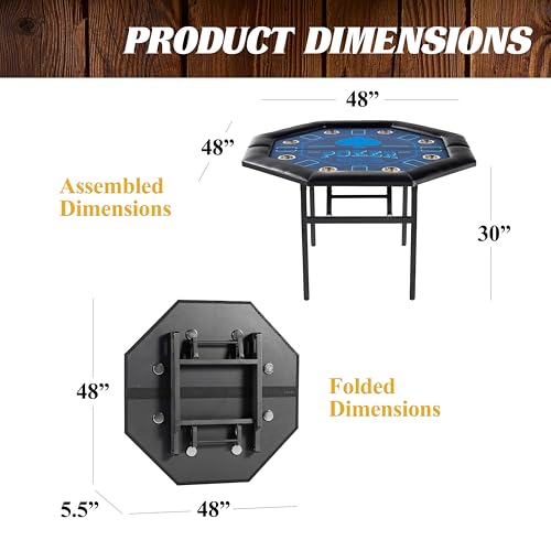 Barrington Poker Multiple Styles Folding Poker Table & Poker Table Top/Dining Table Collection, Durable Padded Rail Tables with Felt Playing Surface, Perfect for Texas Holdem Games