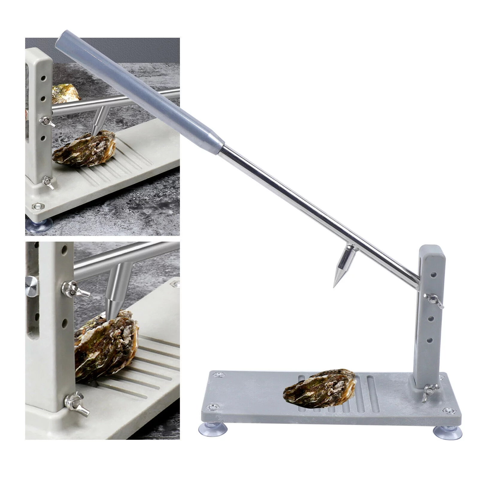 ANQIDI Oyster Shucker Horizontal Clam Opener Tool and Knife Set Stainless Steel Scallop Shellfish Manual Shucking Tool