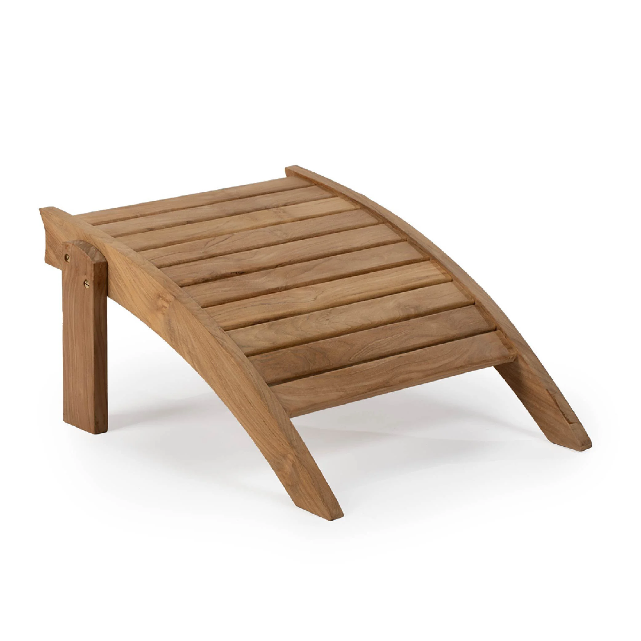 Titan Great Outdoors Savannah Grade A Teak Adirondack Ottoman, Patio Lounge Stool for Deck, Porch, or Backyard, Indoor Outdoor Use, Weather Resistant, Gently Curved Back with Tight Slats