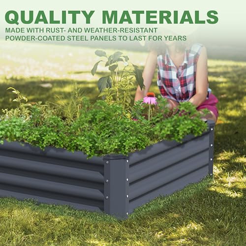 8x4x1ft(2 Pack) Galvanized Raised Garden Bed for Gardening,Metal Planter Boxes Outdoor Patio Kit Planting Bed for Vegetables Flowers Herb,Silver