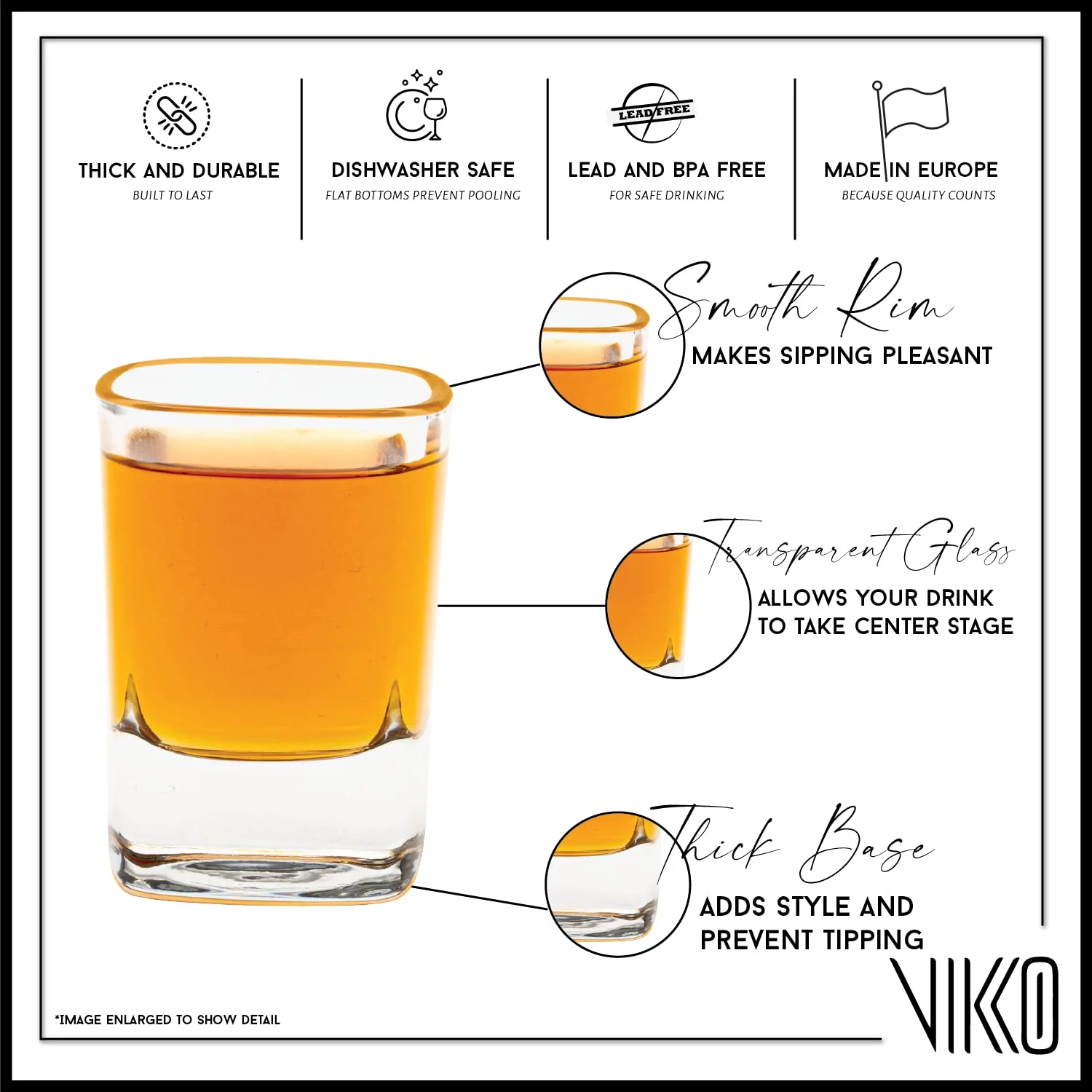 Vikko Shot Glasses, 1.9 Ounce Shot Glass Set of 6 Small Liquor and Spirit Glasses, Durable Tequila Shot Glasses For Alcohol and Espresso Shots