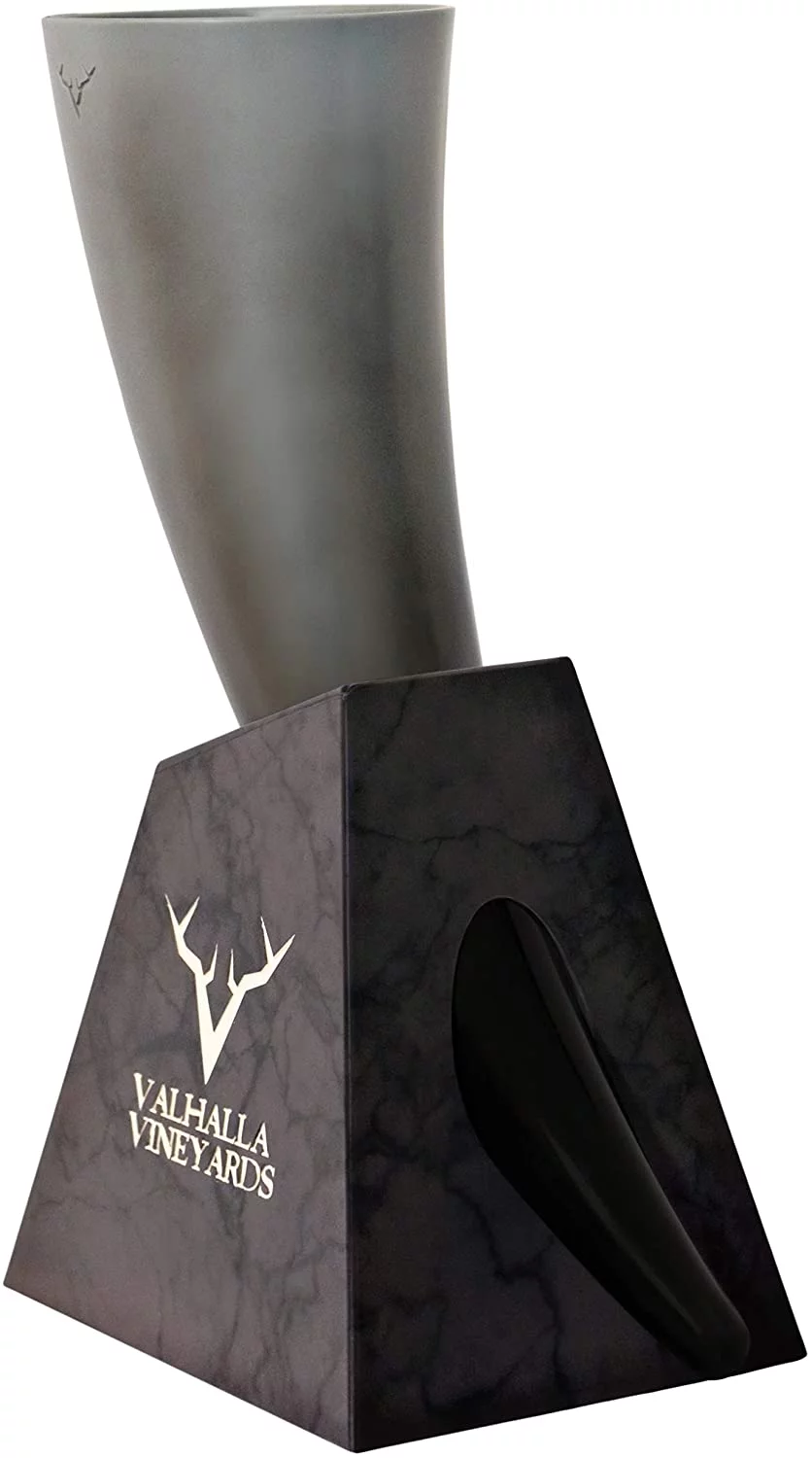 Viking Drinking Horn with stand - Medieval Inspired BPA Free Drinking Horn (16 oz)