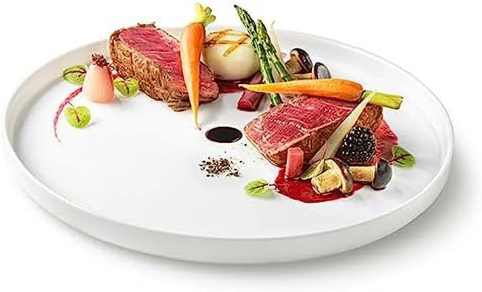 Grangusto Italiana Set Of 6 Flat Plates, Tempered Opal Glass, Clean White, 10.75 Inch. Dinner Plates, Microwave & Dishwasher Safe, Made In Spain. 10.75 Inch