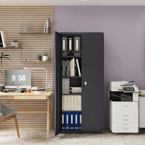 GREATMEET Metal Storage Cabinet with Locking Door and 4 Adjustable Shelves,70.8
