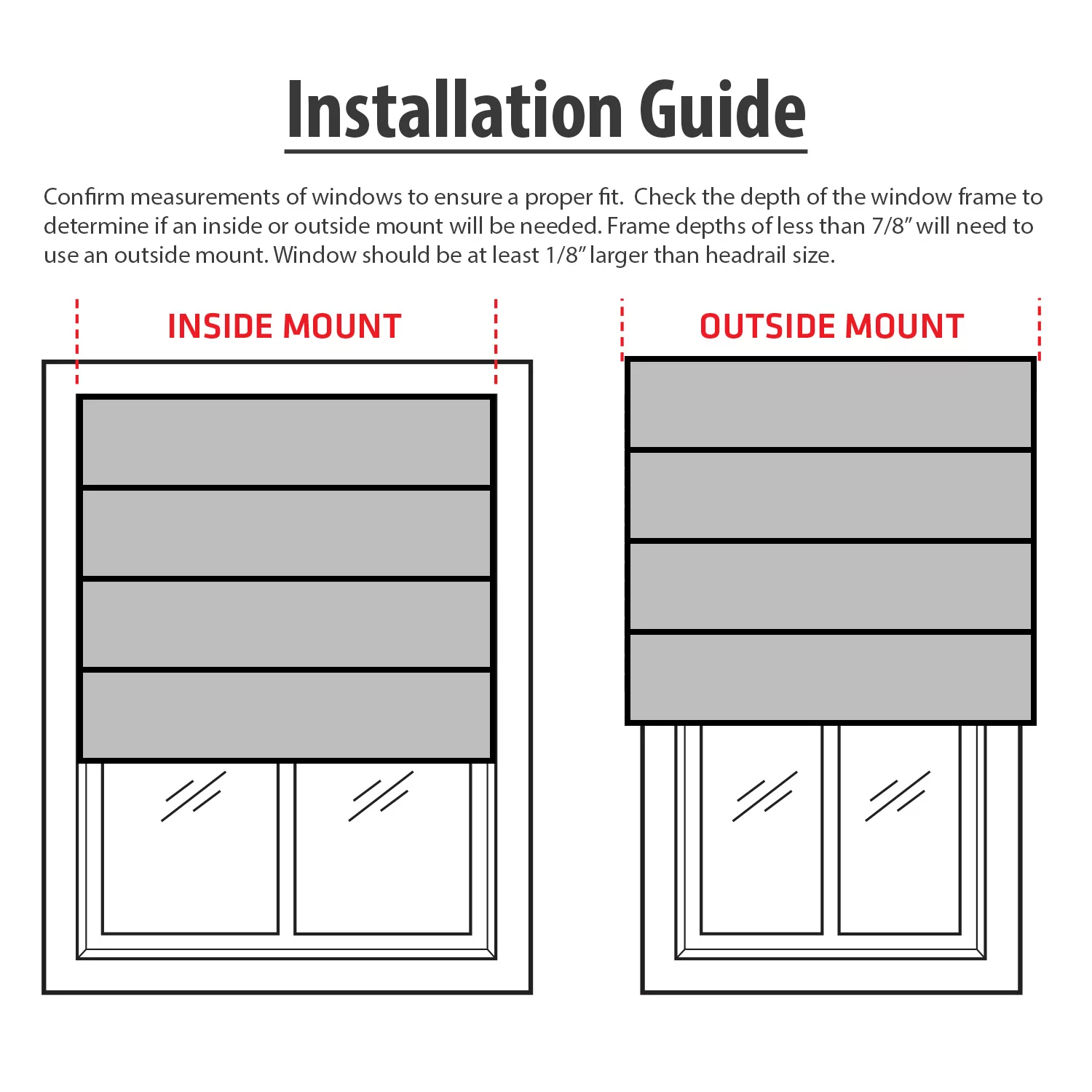 Biltek Gray Roman Shades Total Blackout Window Blinds Inside/Outside Mount Thermal Washable Fabric  23