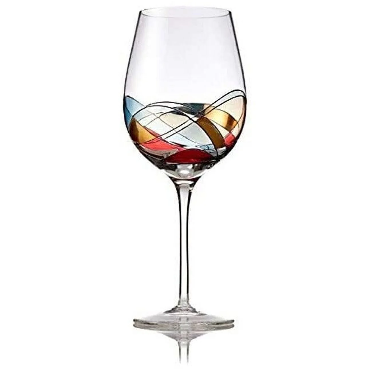 Bezrat Stemmed Wine Glass with Colored Mosaic Design - 28 oz