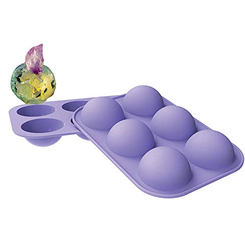 Half Sphere Silicone Molds for Tea Bombs and Green Tea Matcha Hot Cocoa Bombs- Recipe for Honey Dipper Sugar Shells & Chocolate Dome -Blooming Tea, Medicine Ball, Tea Flowers for Brewing, 50 MM(2)