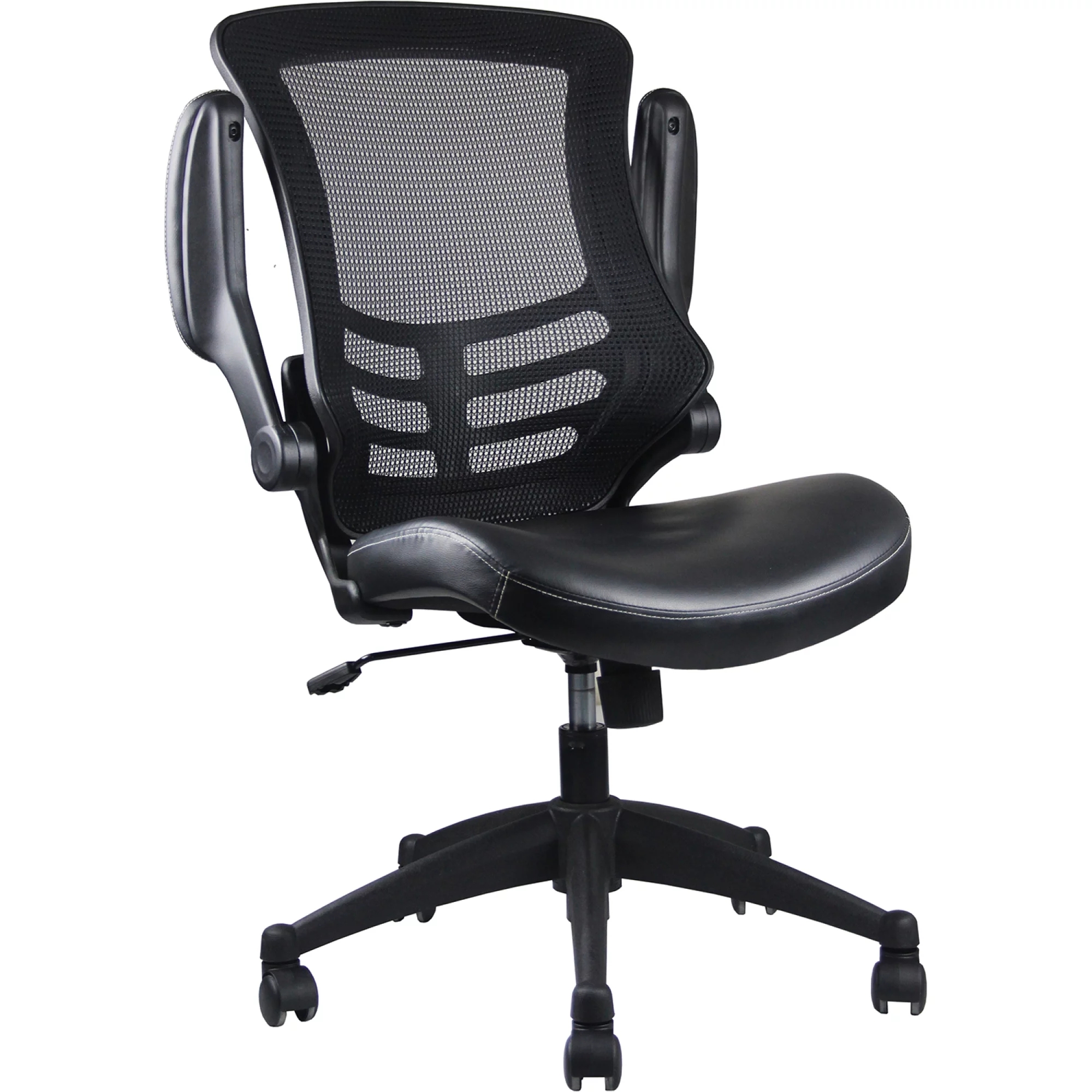 Stylish Mid-Back Mesh Office Chair With Adjustable Arms, Black