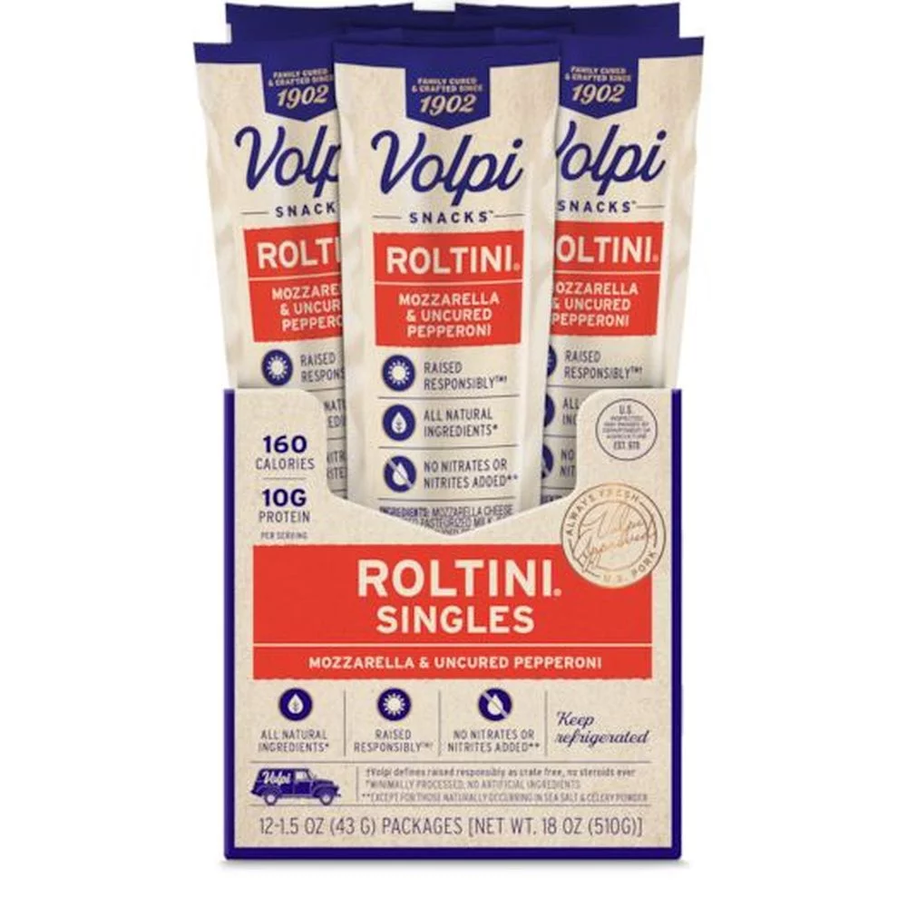 Volpi Roltini Singles with Pepperoni Pork - Display Ready Carton, 0.8 Ounce -- 24 per Case.