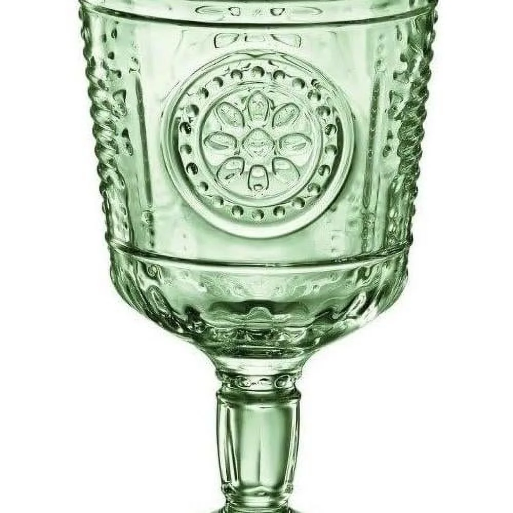 Romantic Set Of 4 Stemware Glasses, 10.75 Oz. lored Crystal Glass, Pastel Green, Made In Italy.