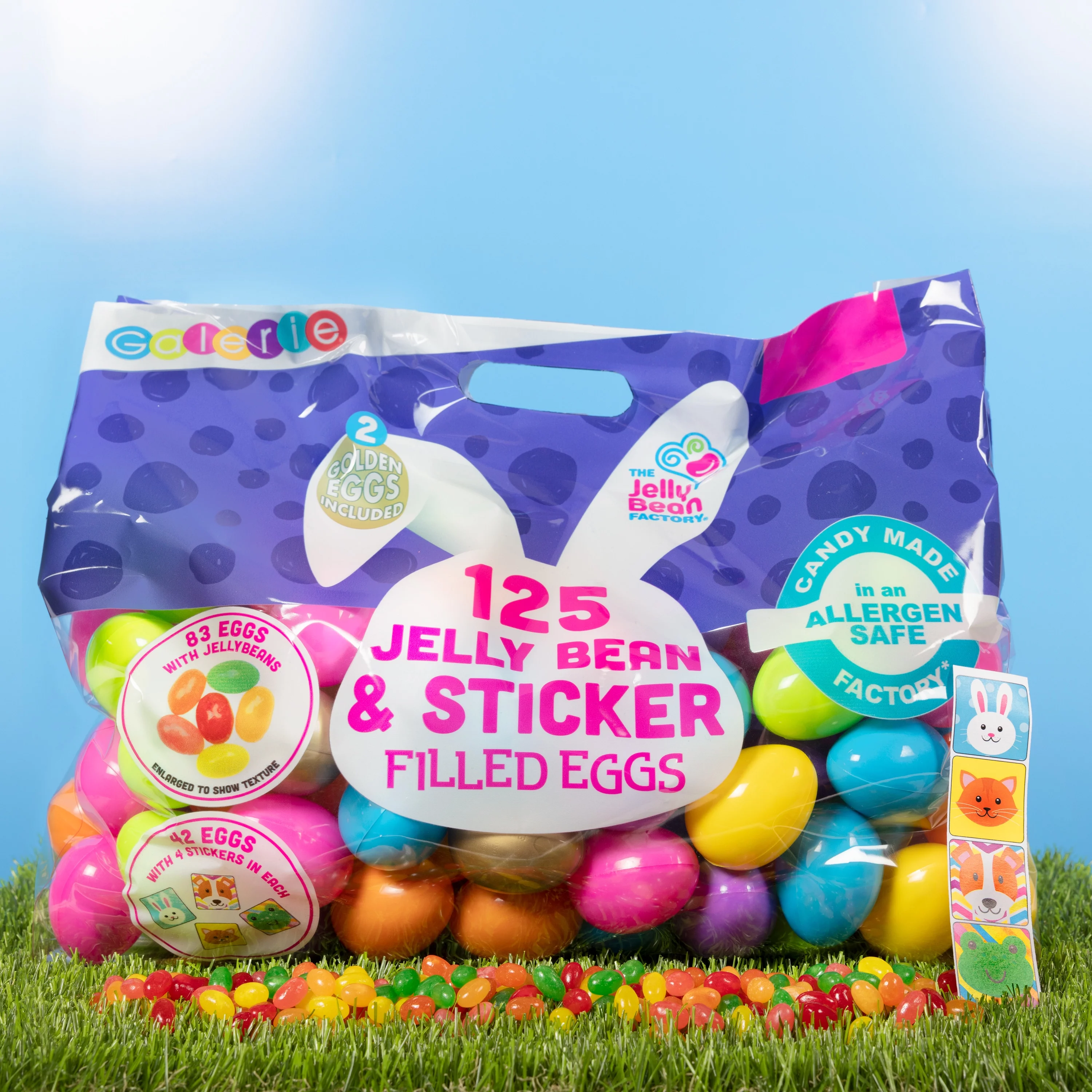 Galerie 125 Count Egg Hunt Bag with Jellybeans and Stickers, 14.64 oz