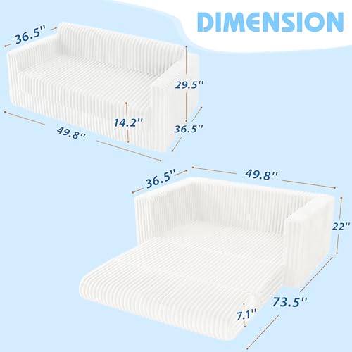 HABUTWAY 2-in-1 Couch Sofa Folding Bed, Sleeper Love Seat with Armrest, Comfy Floor Couch, Lounge Chair Bed, Multi-Functional Lazy Sofa for Bedroom Living Room Dorm Home Office (Beige)