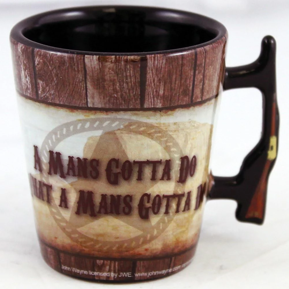 John Wayne Shot Glass With Rifle Handle