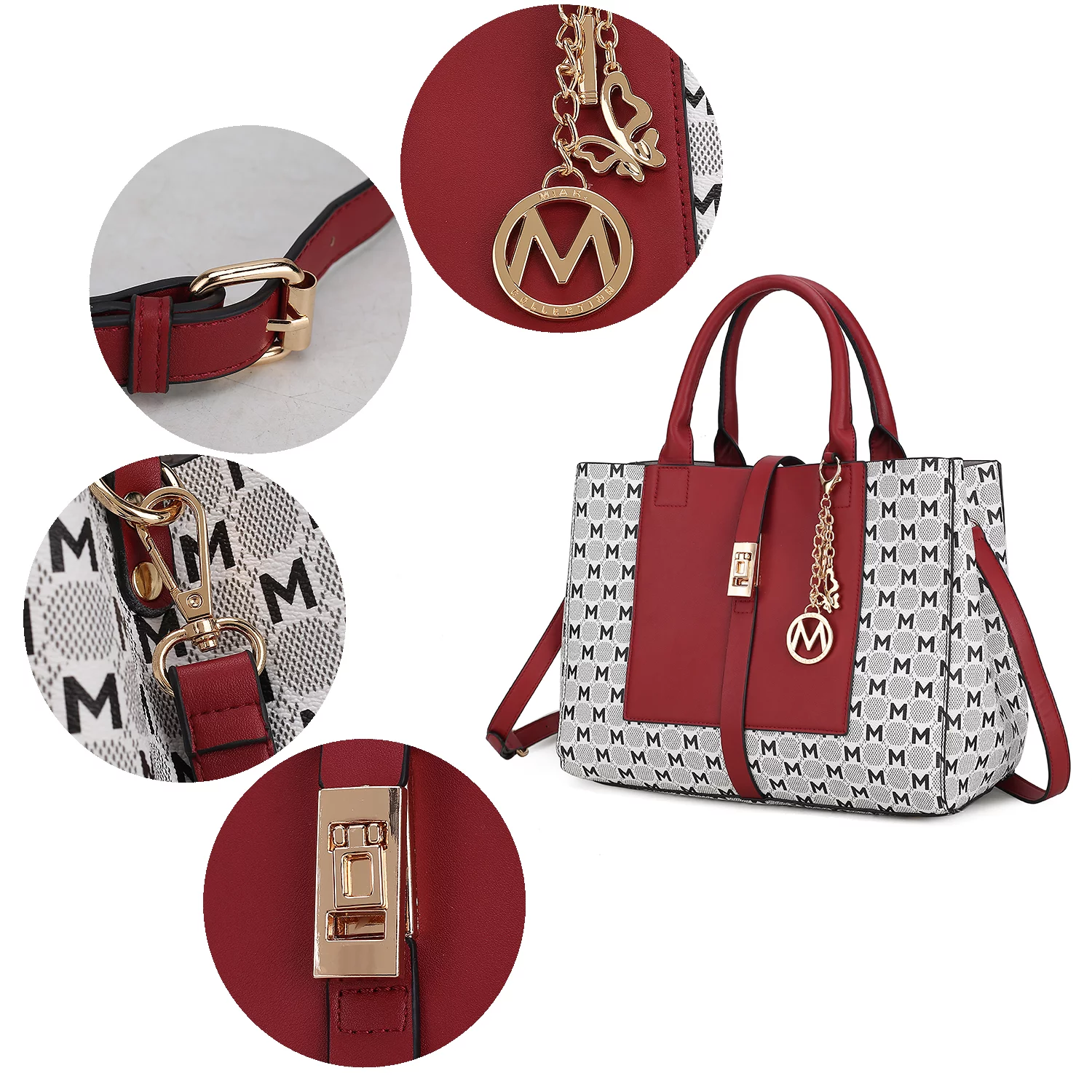 MKF Collection Yuliana Circular M emblem Print Satchel Handbag with Wallet by Mia K - 2 pieces