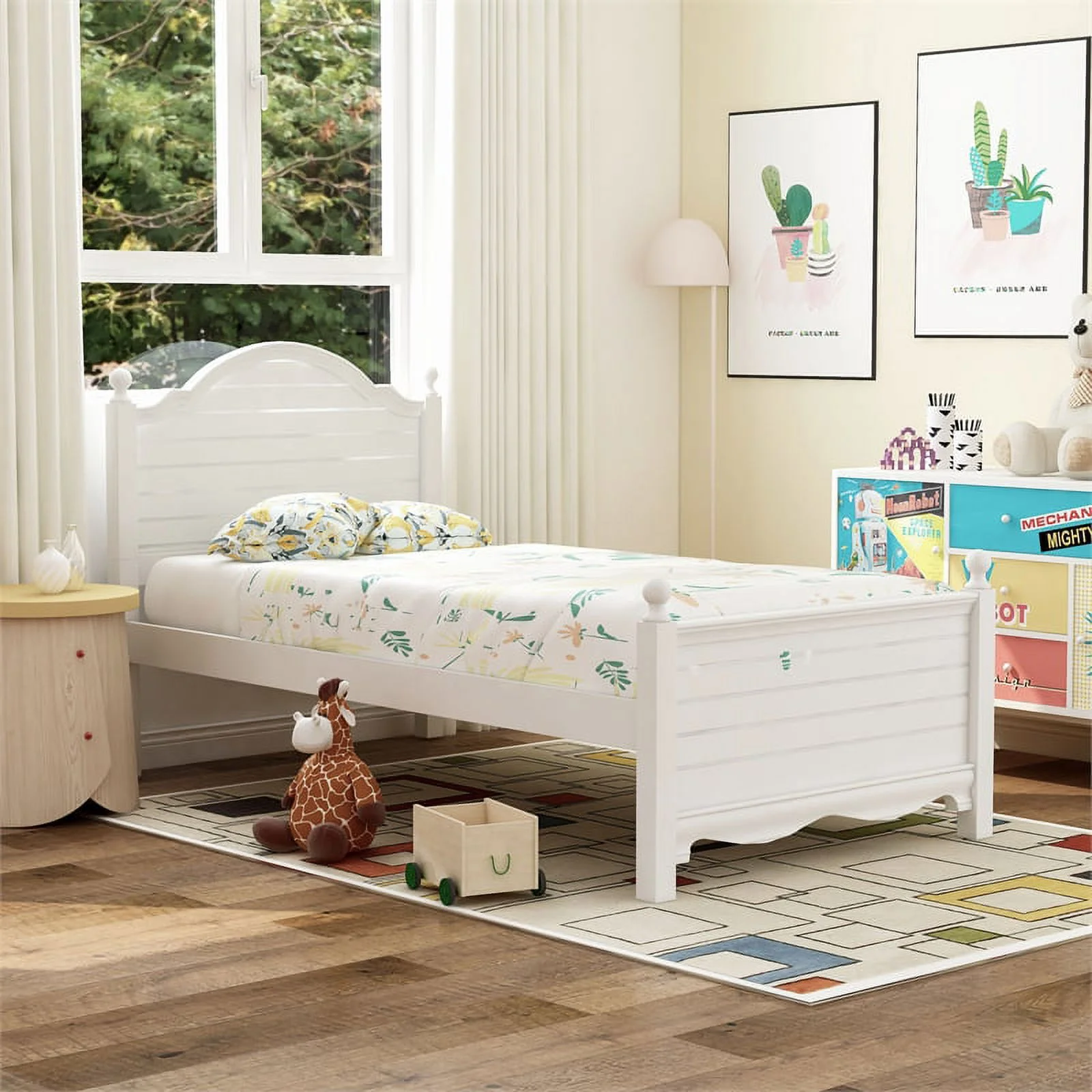 Furniture of America Poppy Transitional Wood Twin Panel Kids Bed in White