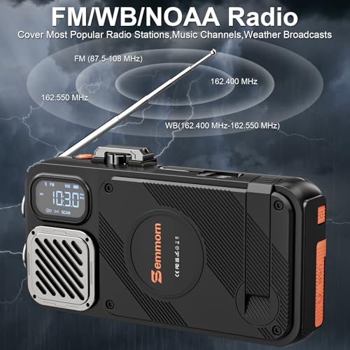 Emergency Radio&22000mAh Solar Power Bank, FM NOAA Weather Radio, Portable Hand Crank Bluetooth Radio, 20W Fast Charge Wireless Phone Charger, SOS Flashlight for Emergency/Home