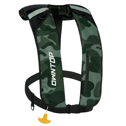 Owntop Manual Inflatable Swim Jacket, D-Ring Attachment, Storage Pocket with Zipper, 24g CO2 Cylinder Included, Low Profile for Kayak, Fishing, Paddle Sports