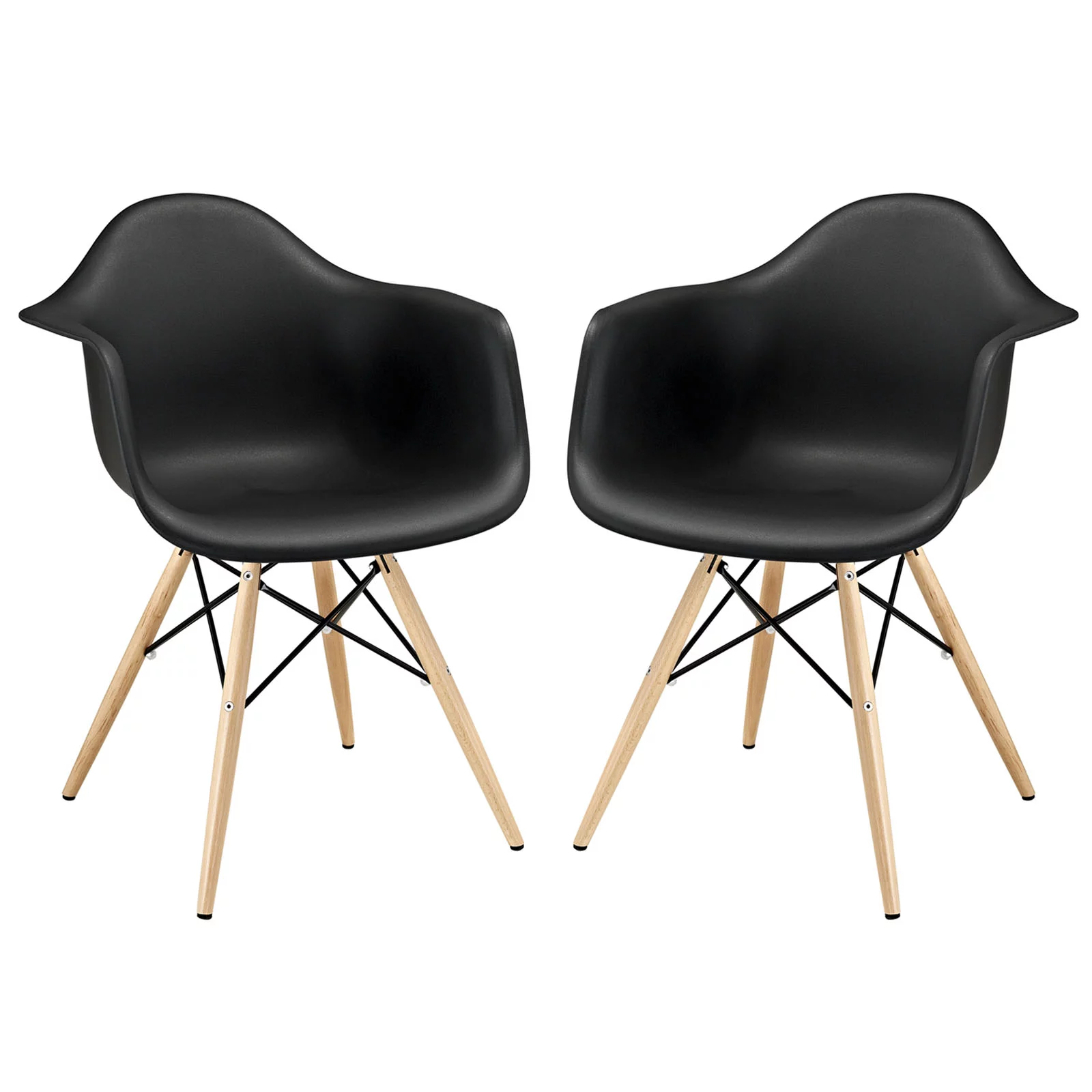 Modway Pyramid Dining Armchair Set of 2 in Black