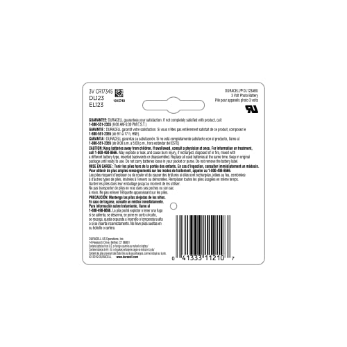 Duracell CR123A 3V Lithium Battery, 12 Count (Pack of 1), 3 Volt High Power for Home Safety, Security Devices, Flashlights, Smoke Alarms, Home Automation