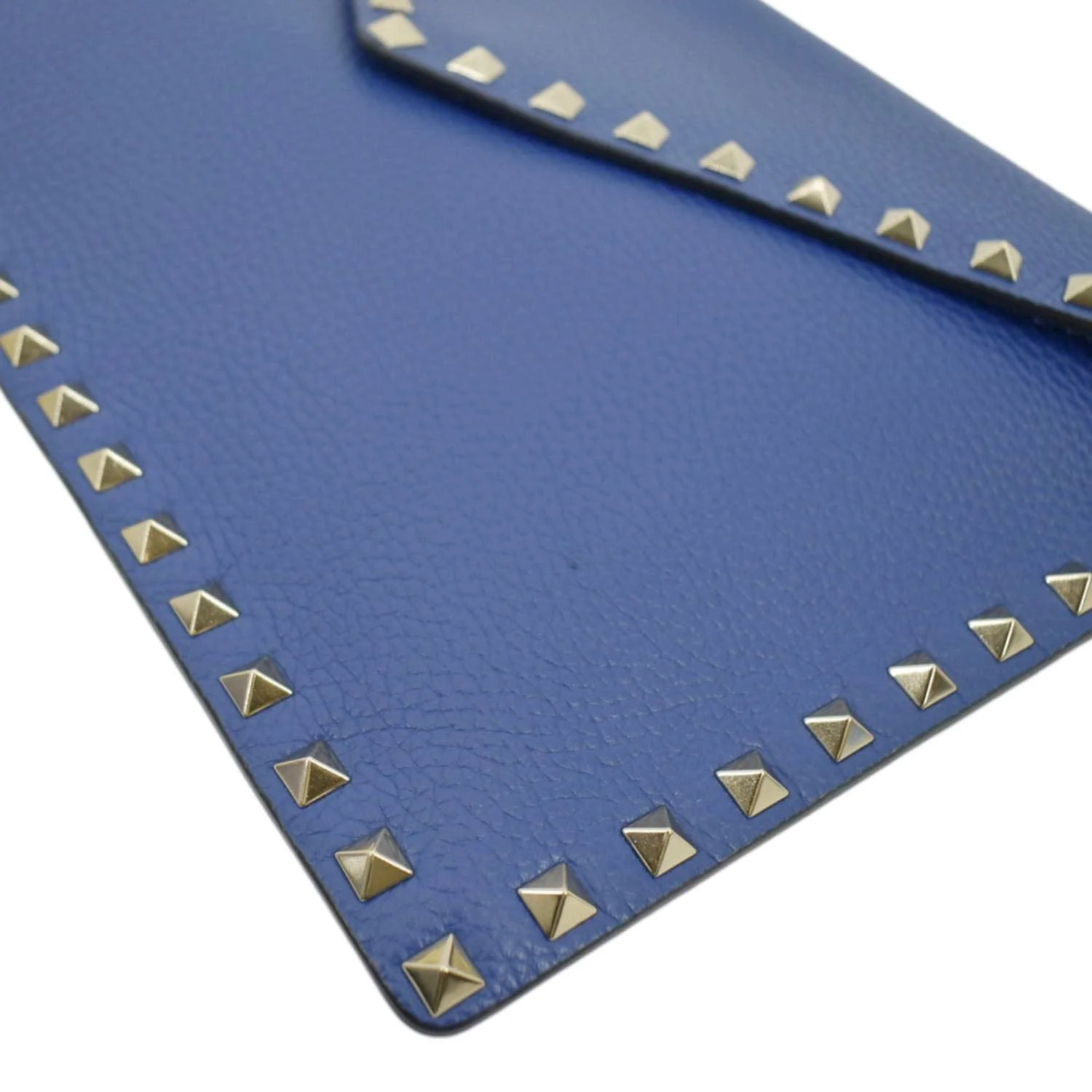 Pre-owned VALENTINO Garavani Rockstud Grainy Envelope Pouch Blue