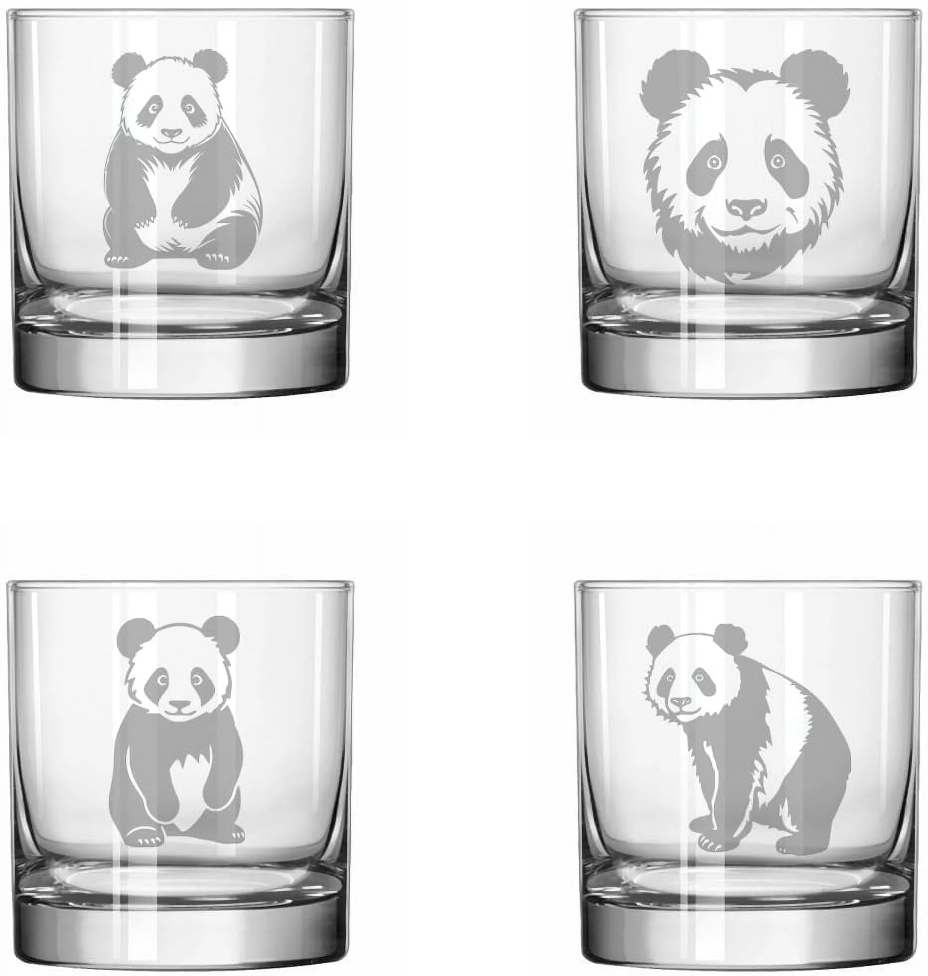MIP Set of 4 Glass 11 oz Rocks Whiskey Glass Gift Panda Collection