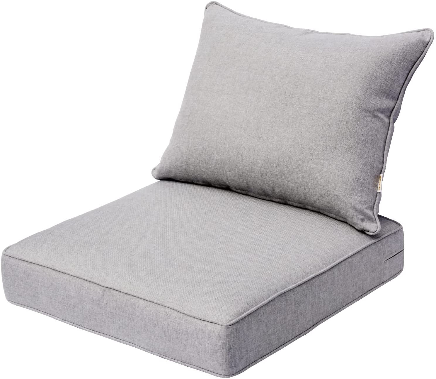 Ovios Back and Seat Cushion Set for Outdoor Furniture, 2-Piece Replacement Cushions for Deep Seating Patio Chair, Outside Pads for Porch, Deck and Garden Seats