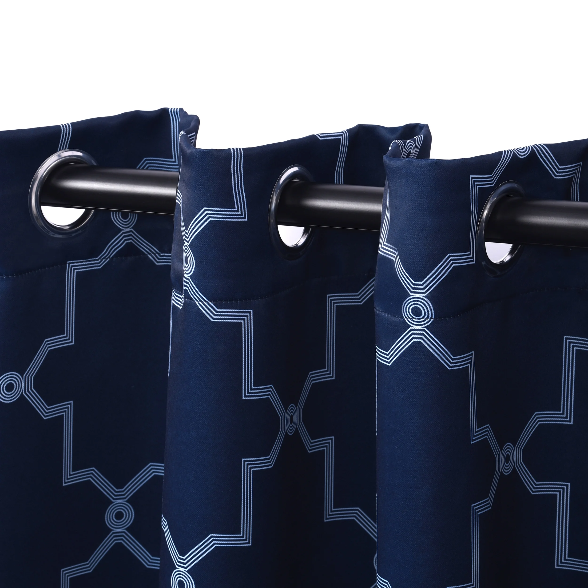 Superior Imperial Trellis Blackout Thermal Grommet Curtain Set Of 2, Navy Blue
