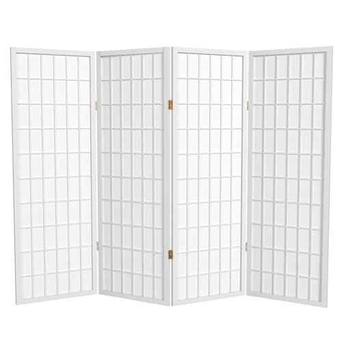 4 ft. Short Window Pane Shoji Screen - White - 3 Panels