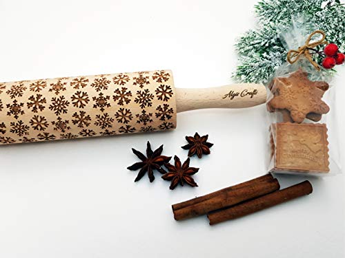CHRISTMAS GIFTS EMBOSSING ROLLING PIN laser engraved with Christmas symbols CHRISTMAS GINGERBREAD COOKIES