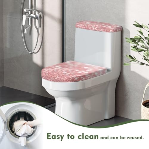 Christmas Bow Bell Toilet Tank Lid Cover and Toilet Seat Lid Cover 2 Pcs Set Toilets Covers with Elastic Cloth Fits Most Toilets Tanks & Lids
