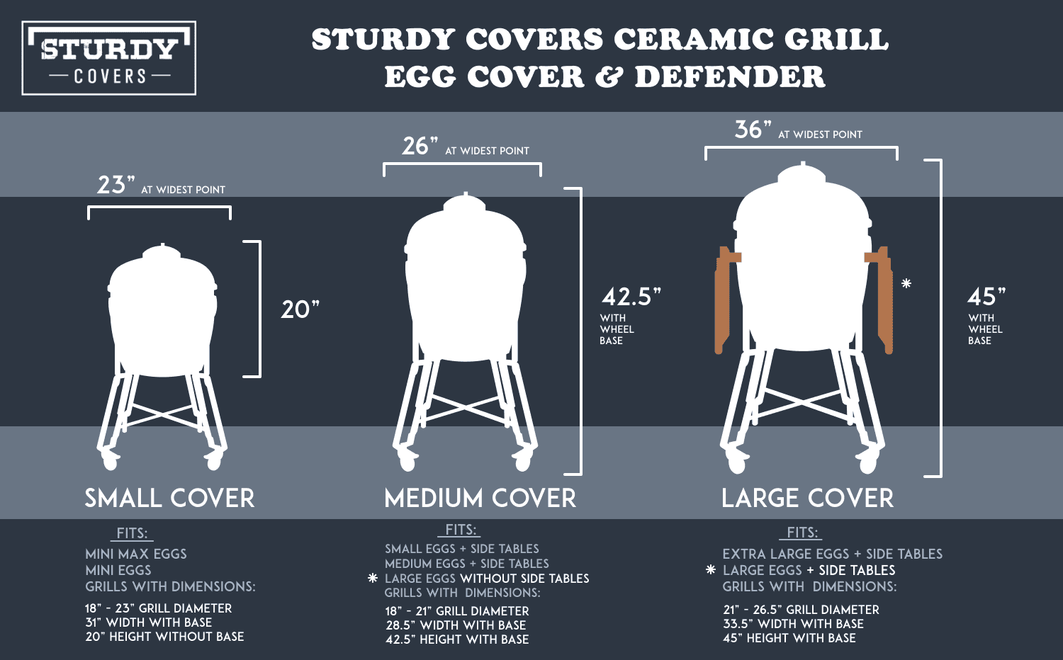 Sturdy Covers Ceramic Grill Defender - Grill Cover for Big Green Egg and Kamado Joe (Medium)