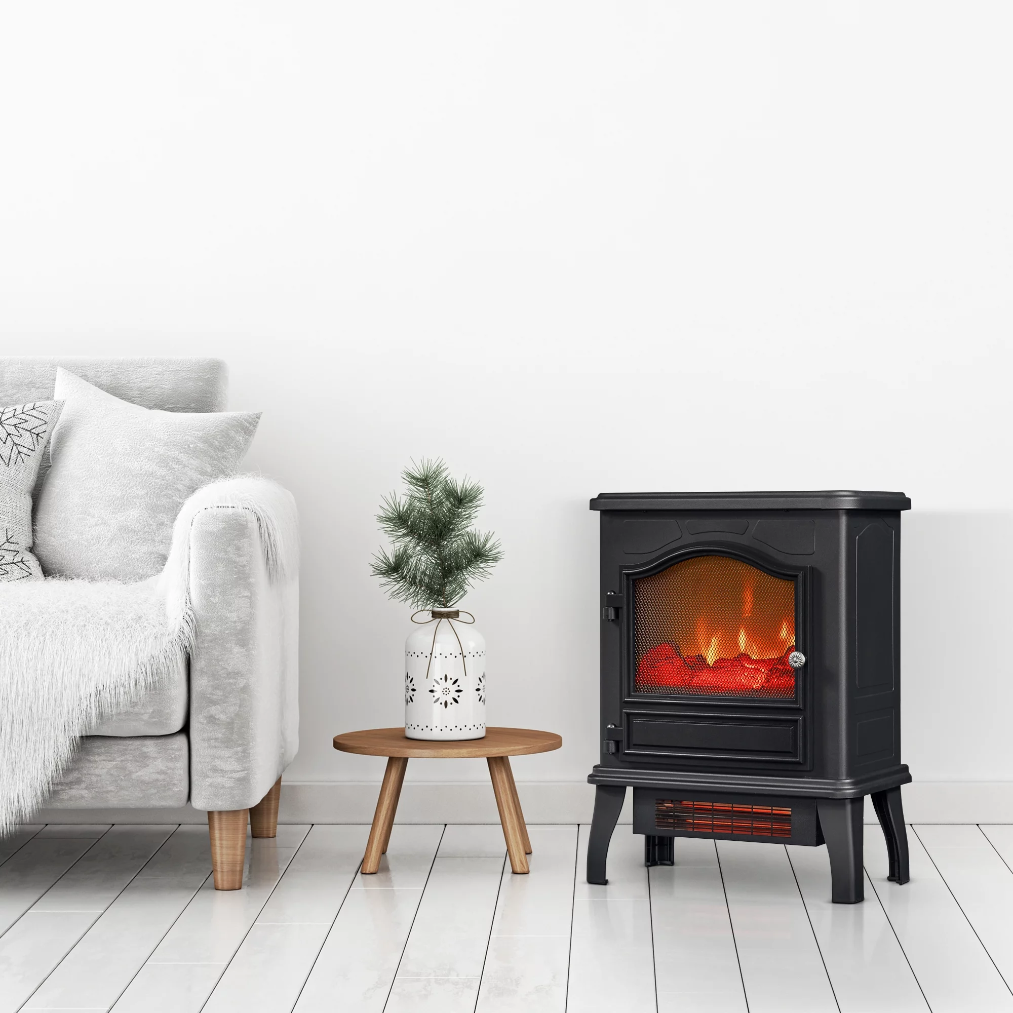 ChimneyFree Powerheat Infrared Quartz Electric Stove Heater, 1500W, Black