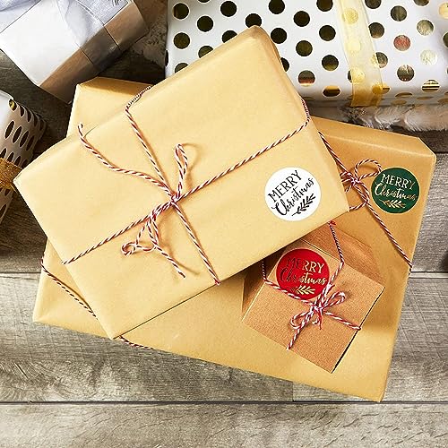 500 Pieces Merry Christmas Gold Foil Envelope Stickers, Festive Seals for Envelopes, Gift Tag, Xmas Card Labels Roll for Personalized Greeting Cards and Notes (2 Inch)