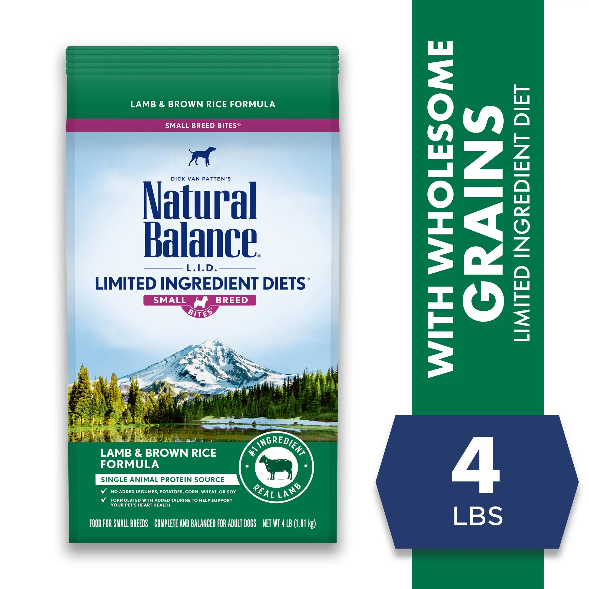 Natural Balance L.I.D. Limited Ingredient Diets Dry Dog Food, 4 Pounds, Lamb & Brown Rice Small Breed Formula