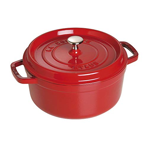 STAUB Cast Iron Dutch Oven 5.5-qt Round Cocotte, Made in France, Serves 5-6, Black Matte