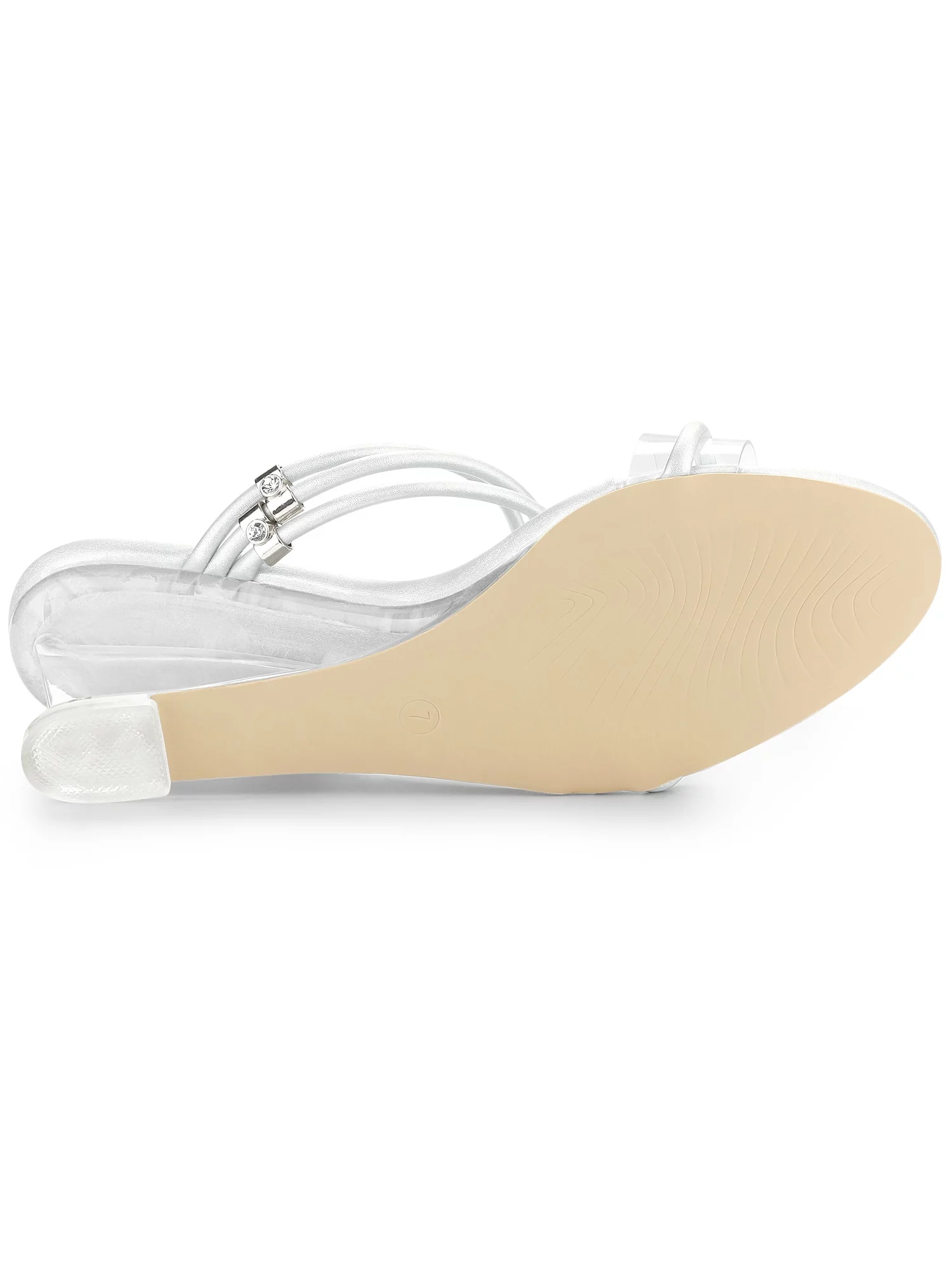 Allegra K Women's Slip on Clear Glass Heel Wedge Sandals
