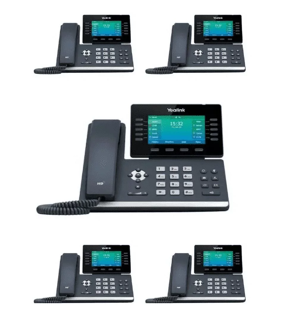Yealink SIP-T54W IP Phone 5 Pack 16 VoIP Accounts. 4.3-Inch Color Display. USB 2.0, 802.11ac Wi-Fi, Dual-Port Gigabit Ethernet, 802.3af PoE, Power Adapter Not Included (SIP-T54W)