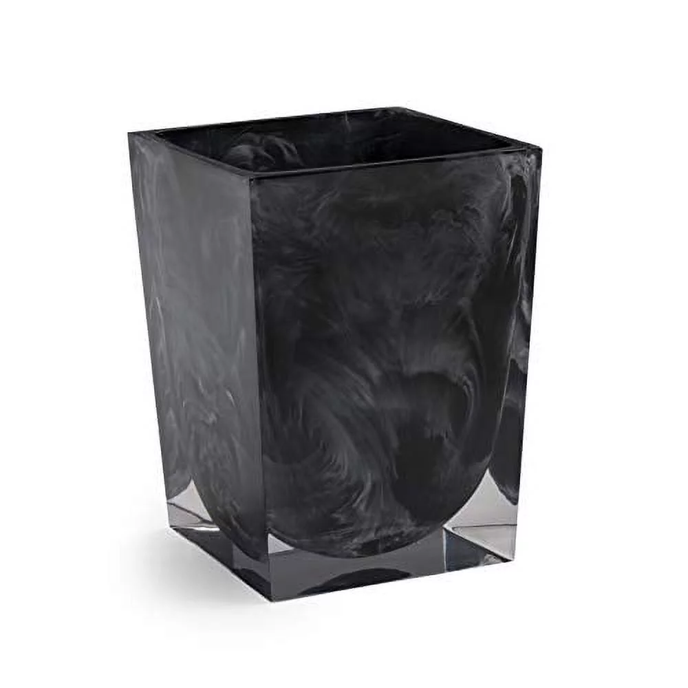 TurkishTowels Bologna Black Waste Basket, Garbage Container Bin for Bathrooms, Trash Can, Decorative Waste Baskets