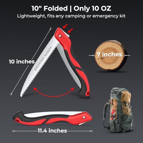 10 Inch Folding Saw Laser-Cut Teeth Pruning Saw for Tree Trimming, D2 Steel Hand Saws for Wood Cutting, 7 TPI Wood Saws Hand For Camping, Bushcraft, Gardening, Outdoor, Heavy-duty Garden Tool
