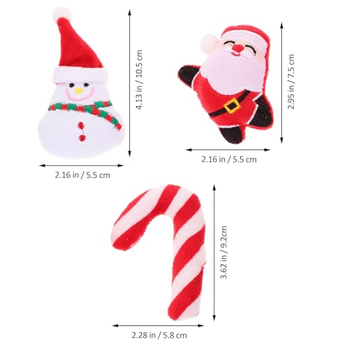 LOGOFUN 6pcs Christmas Filled Catnip Toys Plush Xmas Santa Snowman Candy Cane Shaped Cat Chew Toy for Cat Kitten Festival Holiday Pet Accessories